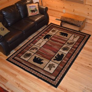 Rustic Lodge, Bear Cabin 2x8 Area Rug, 2'2"x7'7" Multi 7463