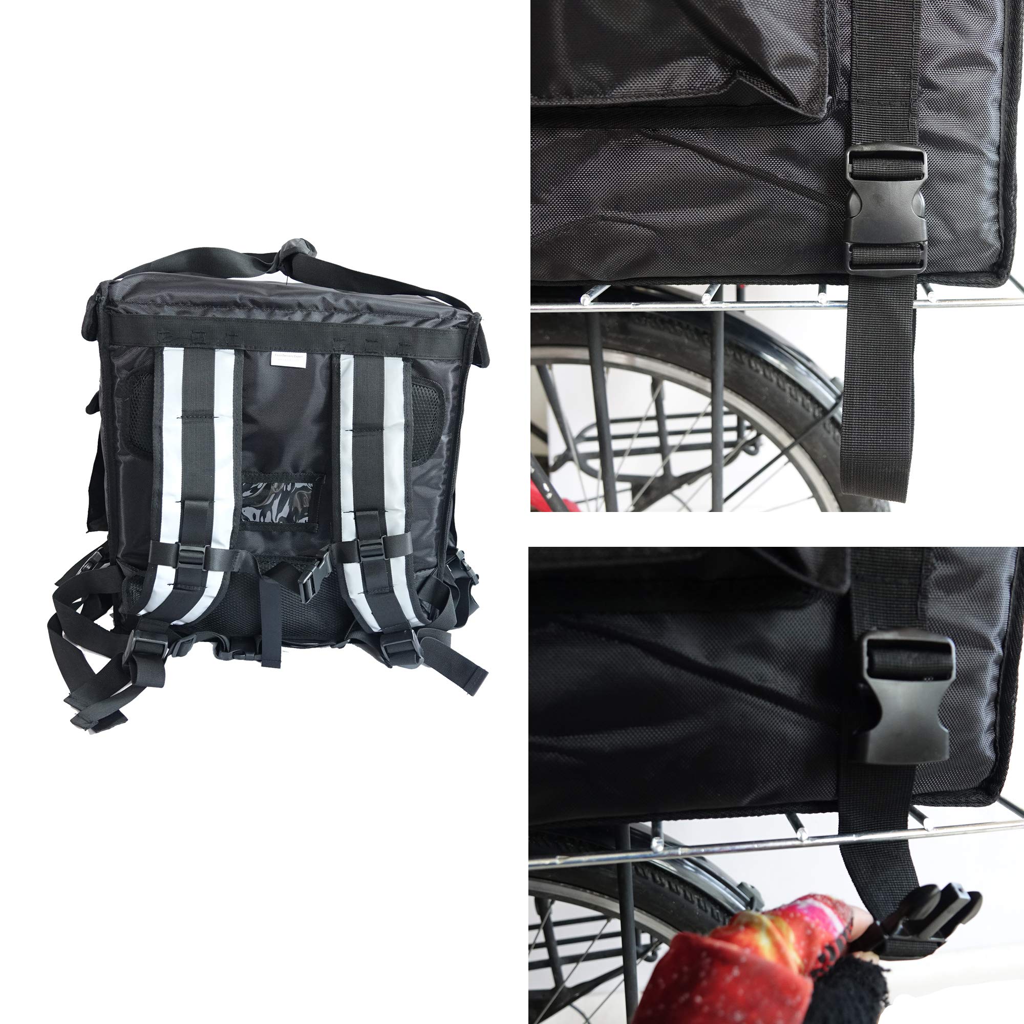 PK-92V: Large Rigid Heavy Duty Food Delivery Box for Motorcycle, Insulated Pizza Delivery Bag for Bicycle/Scooter, Top Loading, 18" x 18" x 18", Collapsible, Waterproof