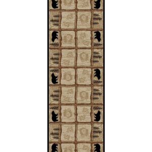 Rustic Lodge, Bear Cabin 2x8 Area Rug, 2'3"x7'7" Multi 7472