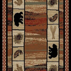 Rustic Lodge, Bear Cabin 2x8 Area Rug, 2'2"x7'7" Multi 7463