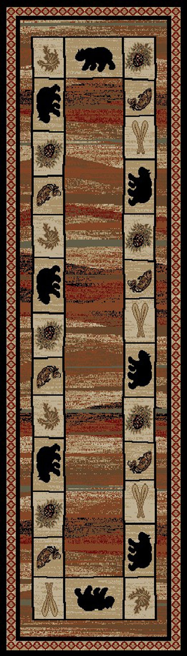 Rustic Lodge, Bear Cabin 2x8 Area Rug, 2'2"x7'7" Multi 7463