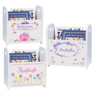 my bambino personalized child's book storage magazine rack bin nursery- girl's