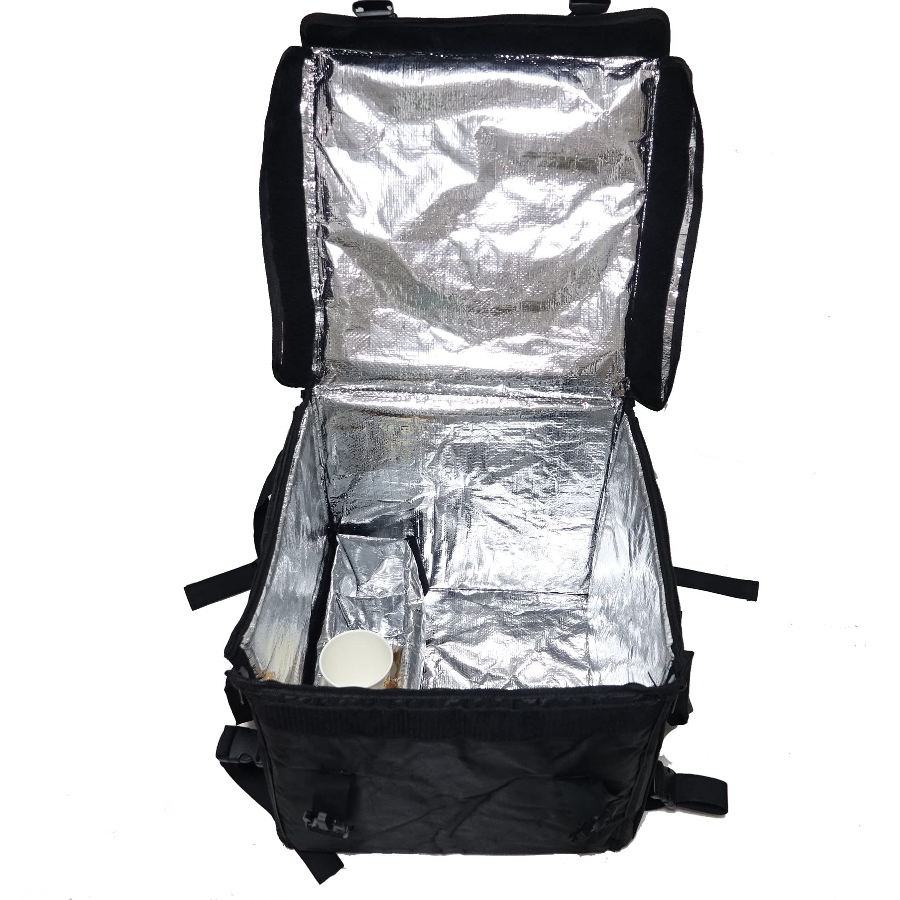 PK-64B: Big Pizza/Food Delivery Bag for Motorcycle or Bicycle, 16"x16"x16", with Metal Rack for Motorcycle Use