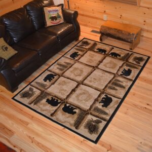 Rug Empire Rustic Lodge Area Rug, Bear Cabin, 2X3