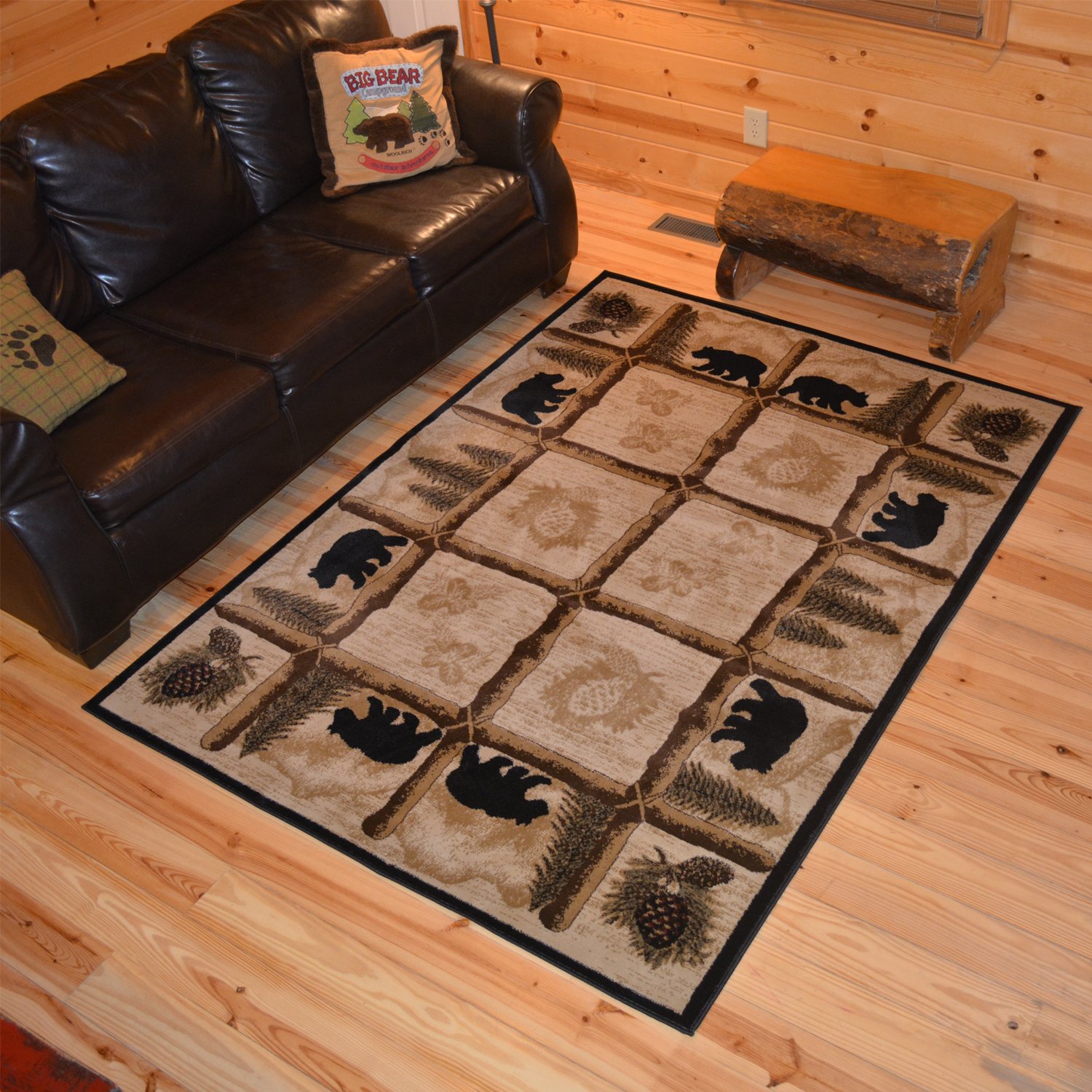 Rug Empire Rustic Lodge Area Rug, Bear Cabin, 2X3