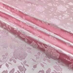 Rose Satin Jacquard Pink, Fabric by the Yard