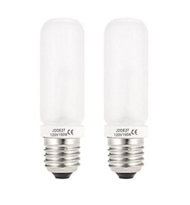 vstar 2 pack jdd type 150w 110-130v e26/e27 (standard edison screw) frosted halogen light bulb, replacement modeling bulb for photo studio strobe lighting (2 pack)