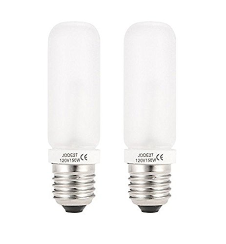 VSTAR 2 Pack JDD Type 150W 110-130V E26/E27 (Standard Edison Screw) Frosted Halogen Light Bulb, Replacement Modeling Bulb for Photo Studio Strobe Lighting (2 Pack)