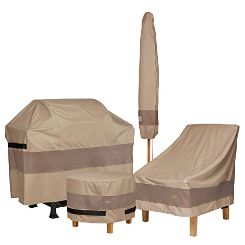 Duck Covers Elegant Water-Resistant 90 Inch Round Patio Table & Chair Set Cover, Outdoor Table and Chair Cover