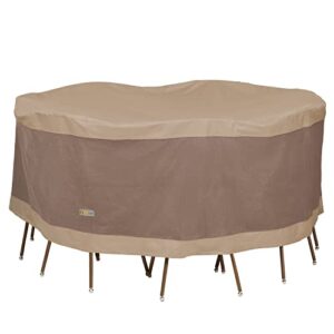 duck covers elegant water-resistant 90 inch round patio table & chair set cover, outdoor table and chair cover