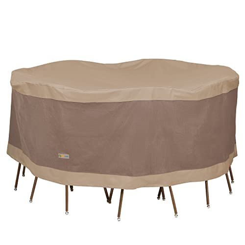 Duck Covers Elegant Water-Resistant 90 Inch Round Patio Table & Chair Set Cover, Outdoor Table and Chair Cover