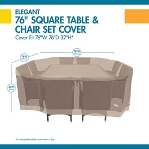 Duck Covers Elegant Waterproof 76 Inch Square Patio Table & Chair Set Cover, Outdoor Table and Chair Cover