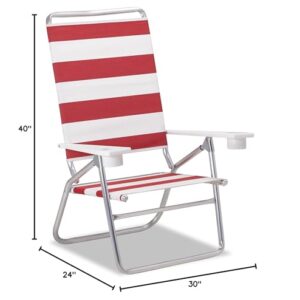 Telescope Casual M51149501 Striped Light and Easy High Boy Anodized Sliver Finish Ross Fabric Chaise, Red/White