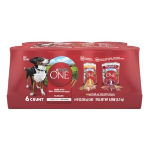 purina one tender cuts in gravy chicken and brown rice, and beef and barley entrees wet dog food variety pack - (2 packs of 6) 13 oz. cans