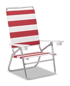 telescope casual m51149501 striped light and easy high boy anodized sliver finish ross fabric chaise, red/white