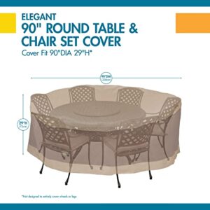 Duck Covers Elegant Water-Resistant 90 Inch Round Patio Table & Chair Set Cover, Outdoor Table and Chair Cover