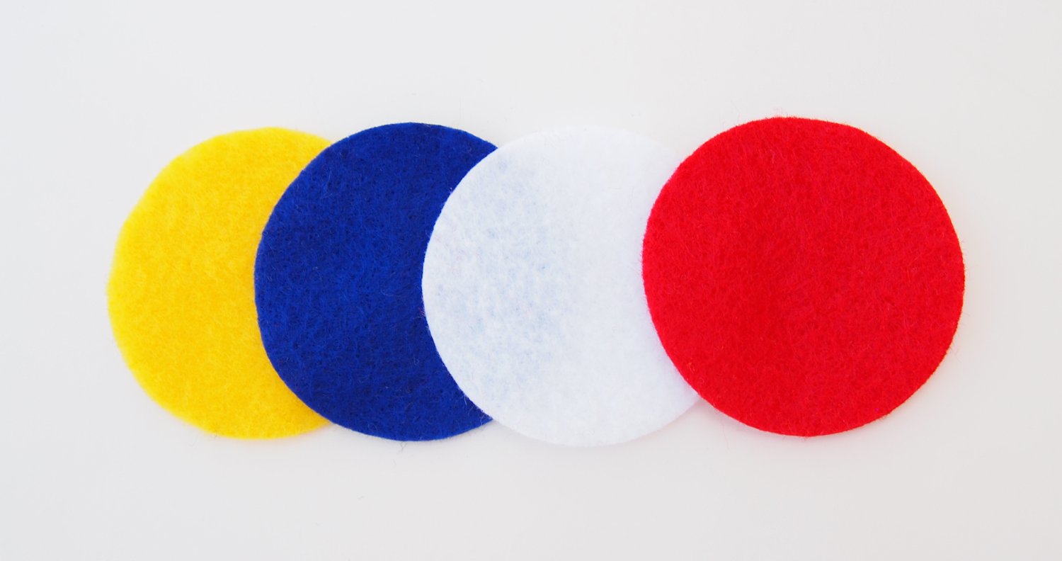 Playfully Ever After Blue, Red, White & Yellow Craft Felt Circles (3 Inch - 30pc)