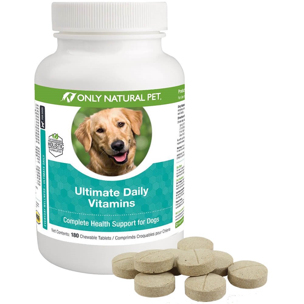 Only Natural Pet Ultimate Daily Vitamins - Complete Multivitamin Supplement for Dogs Balanced Health & Vitality - Senior Small & Large Canine Food Immune Digestive Support -180 Soft Chews Tablets