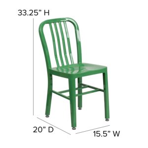 Flash Furniture Gael Commercial Grade 2 Pack Green Metal Indoor-Outdoor Chair