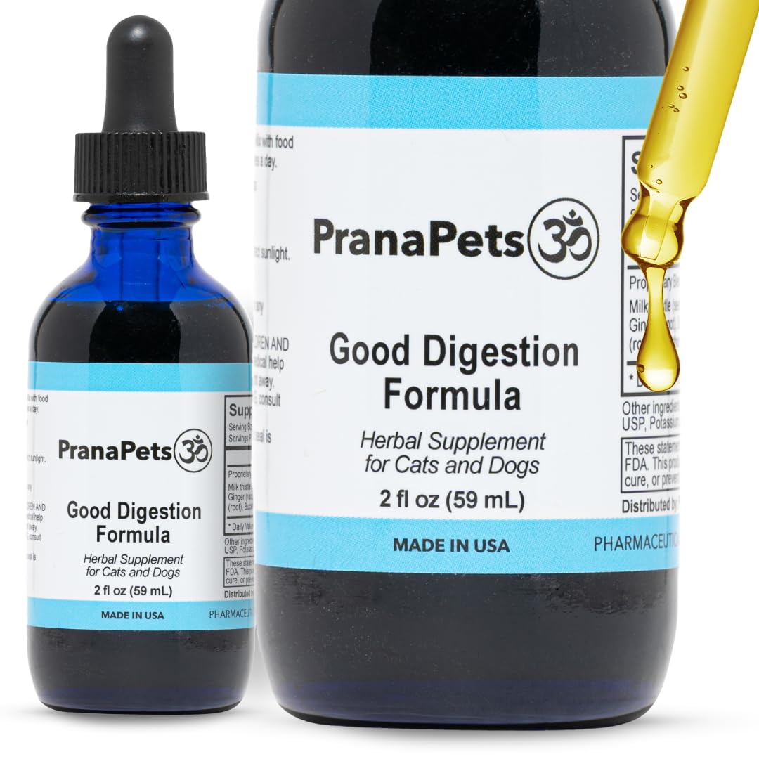 Prana Pets Good Digestion Formula Digestive Aid for Dogs & Cats | Naturally Promotes Healthy Digestion in Pets | Herbal Formula Safely Helps to Soothe Stomach & Digestive Tract Inflammation