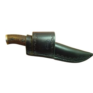 custom cross draw knife sheath for the buck selkirk knife. the sheath is made out of water buffalo hide leather black.