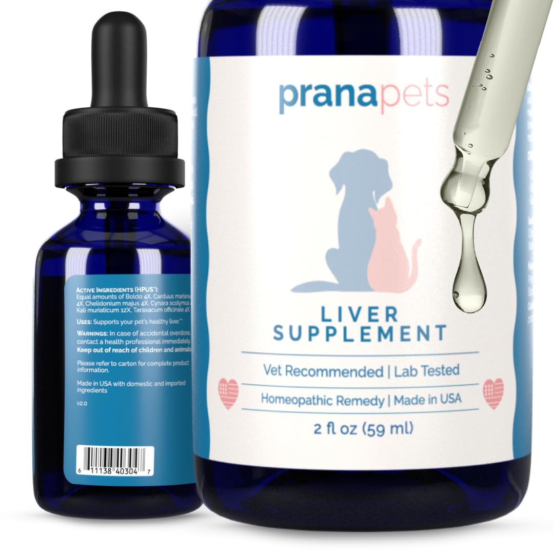 PranaPets Liver Supplement for Pets Naturally Aids in Healthy Liver Function for Dogs & Cats | Herbal Formula Helps Relieve Abdominal Pain, Indigestion & Inflammation of Liver & Gallbladder