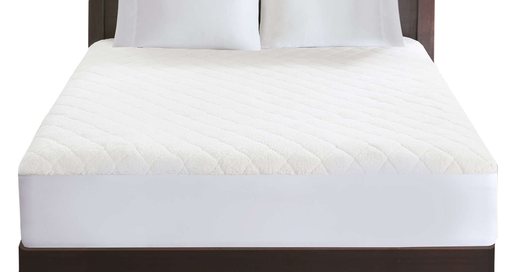 Woolrich Heated Sherpa ELEC MATT Mattress Pad with Auto Shut Off Timer and 5 Heat Level Setting Controller(s) Super Warm, King: 78x80, White