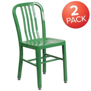 Flash Furniture Gael Commercial Grade 2 Pack Green Metal Indoor-Outdoor Chair