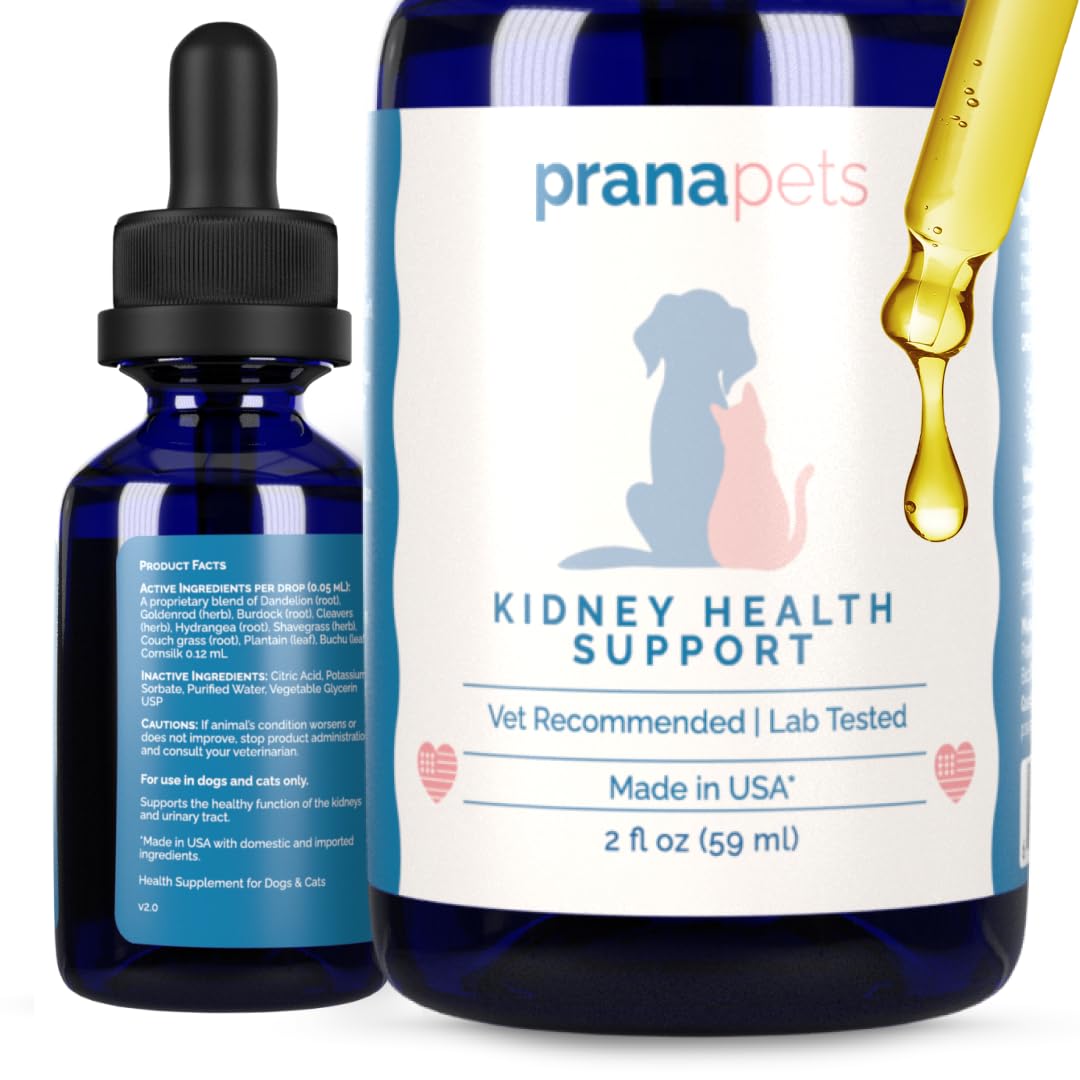 PranaPets Kidney Health Support Supplement for Cats | Naturally Supports Healthy Kidney Function in Cats | Herbal Formula Helps Inflammation & Symptoms of Kidney Issues