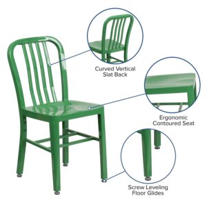 Flash Furniture Gael Commercial Grade 2 Pack Green Metal Indoor-Outdoor Chair