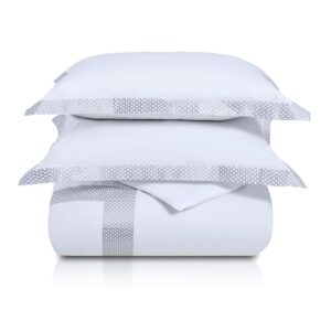 superior glenmont embroidered duvet cover set, long-staple cotton, king/cal king, white