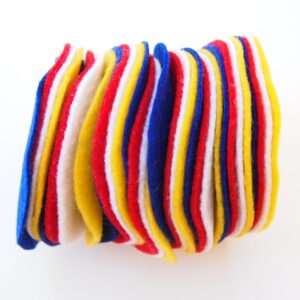 Playfully Ever After Blue, Red, White & Yellow Craft Felt Circles (3 Inch - 30pc)