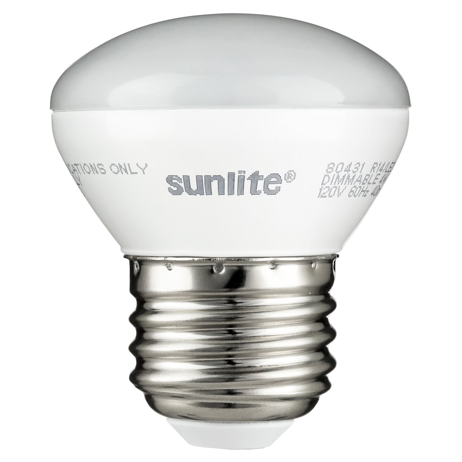 Sunlite 80431 LED R14 Mini Reflector Floodlight Light Bulb, 4 Watts (25W Equivalent), 250 Lumens, Medium (E26) Base, Dimmable, ETL Listed, 2700K Soft White, 1 Count