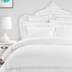 Superior 200 Thread Count 100% Cotton Embroidered Lorenz Duvet Cover Set, King/California King