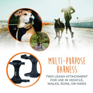 Mighty Paw Vehicle Safety Dog Harness - Adjustable Straps - Soft Padding - No Pull Front Leash Attachment - Padded Car Harness for Dog Vehicle Safety - Comfortable Dog Harness for All Dog Breeds