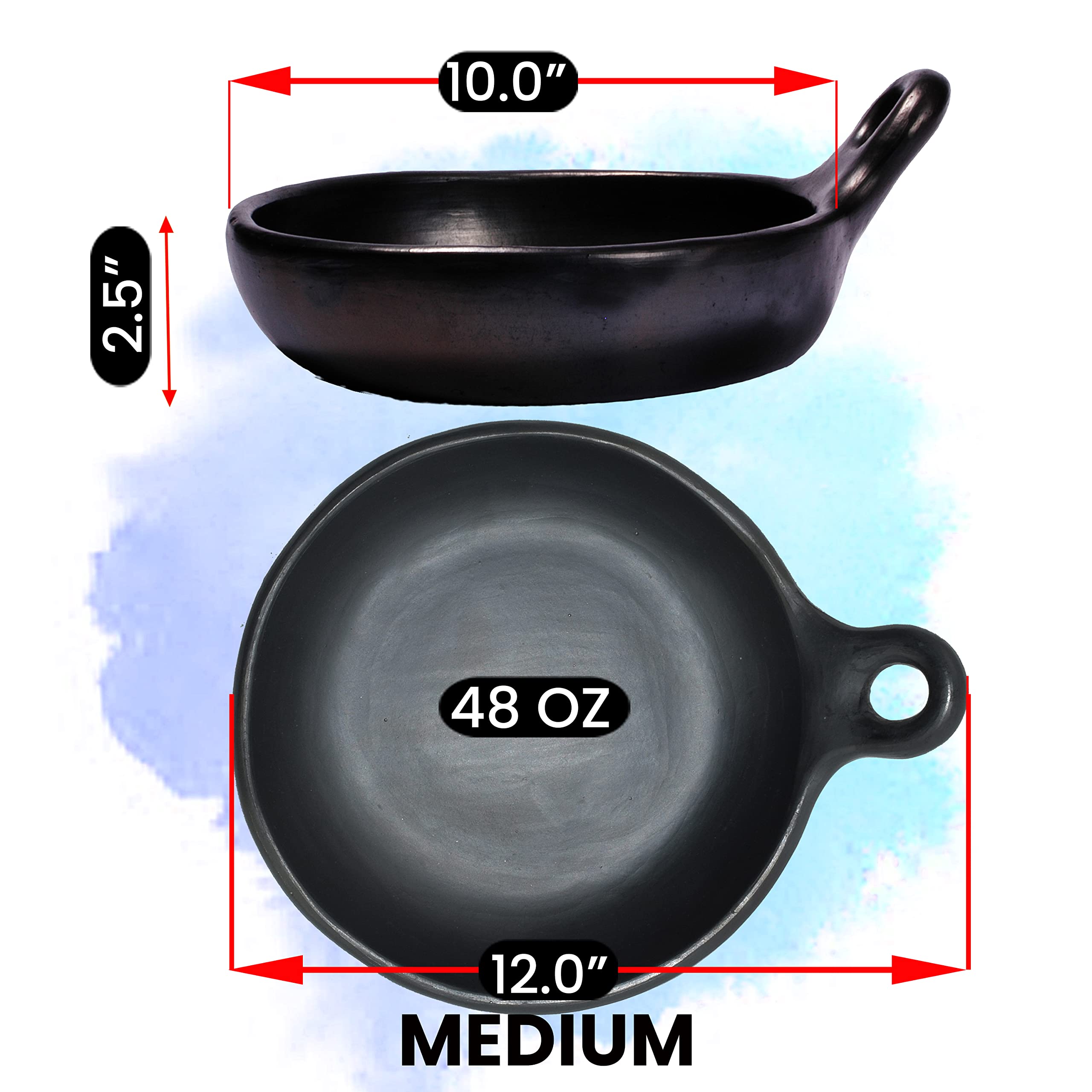 Ancient Cookware, Clay Chamba Saute Pan, Medium, 48 Ounces