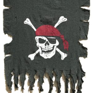 LANGXUN 2pcs Large Size 3ft x 2.5ft Retro and Weathered linen Pirate Flag for Halloween Decorations, Pirate Party, Kids Room Décor (Black-1pcs)