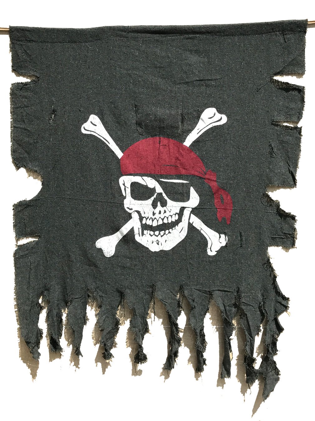 LANGXUN 2pcs Large Size 3ft x 2.5ft Retro and Weathered linen Pirate Flag for Halloween Decorations, Pirate Party, Kids Room Décor (Black-1pcs)