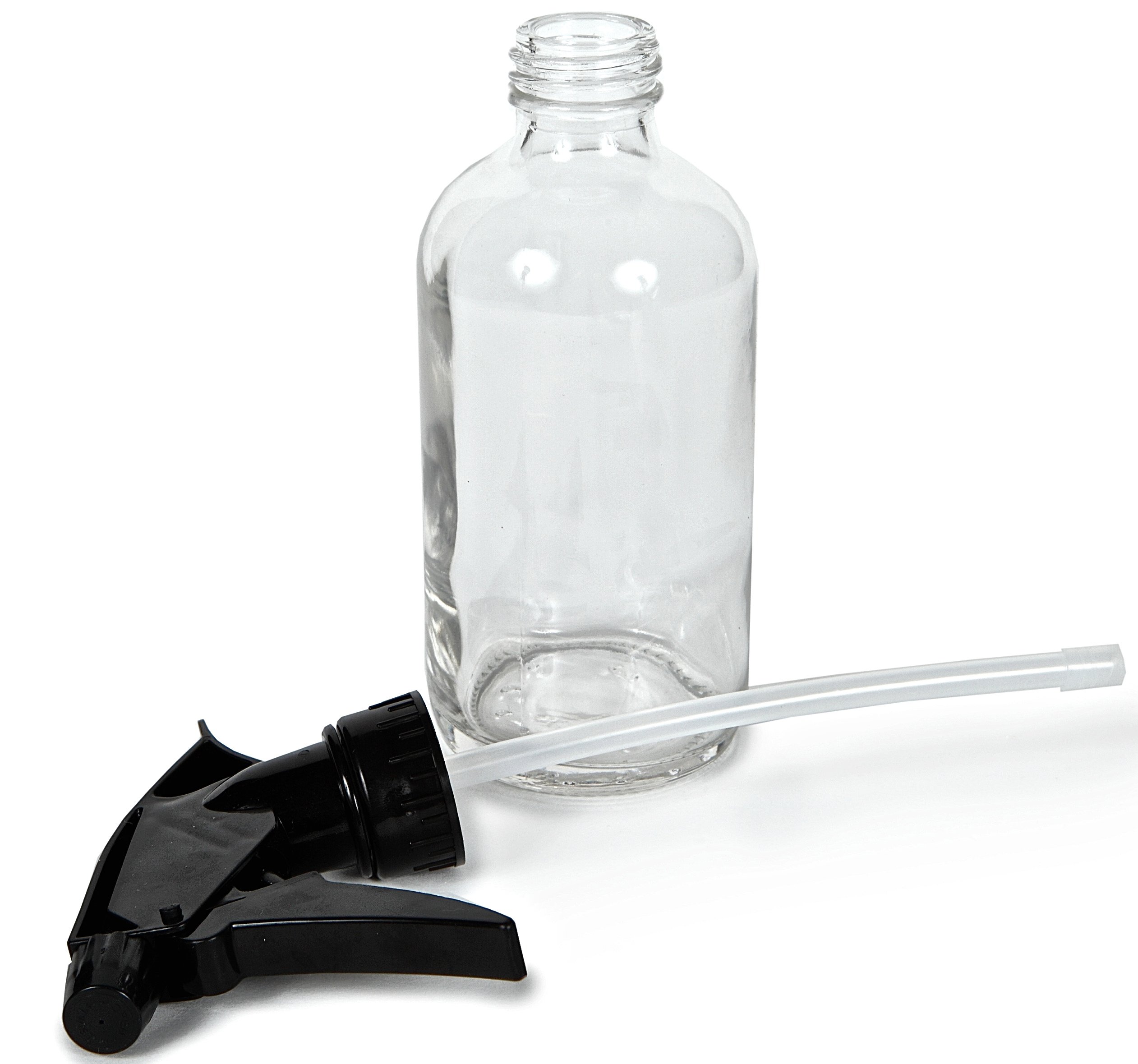 Vivaplex, 2, Large, 8 oz, Empty, Clear Glass Spray Bottles with Black Trigger Sprayers