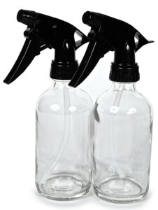 vivaplex, 2, large, 8 oz, empty, clear glass spray bottles with black trigger sprayers