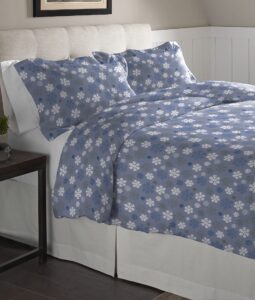 pointehaven flannel oversized duvet set, twin, snow flakes