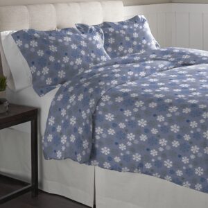 Pointehaven Flannel Oversized Duvet Set, Twin, Snow Flakes