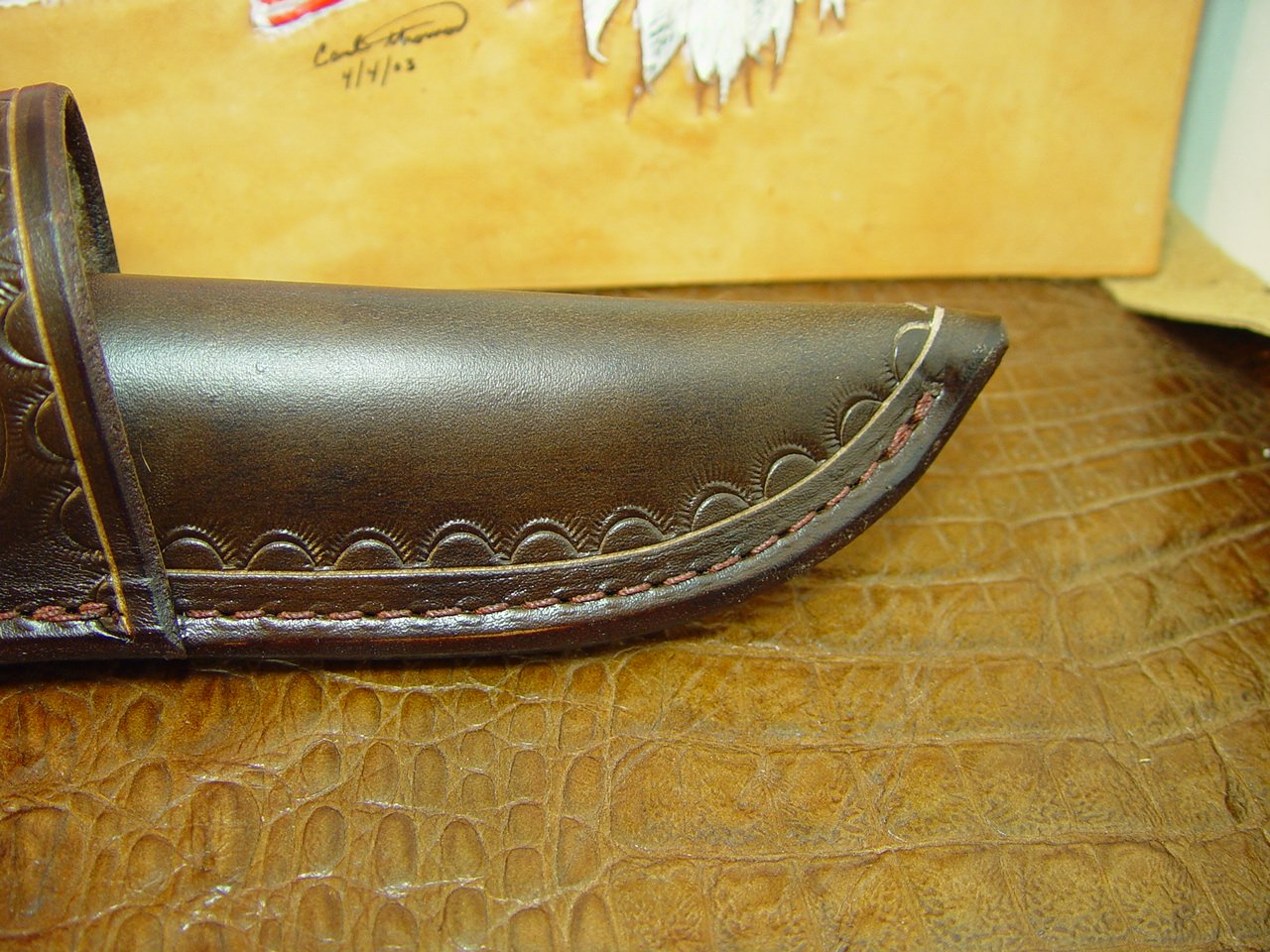 Leather Knife Sheath/Leather Knife Case/Leather Knife Holster Made To Fit A Buck Selkirk 863 Knife