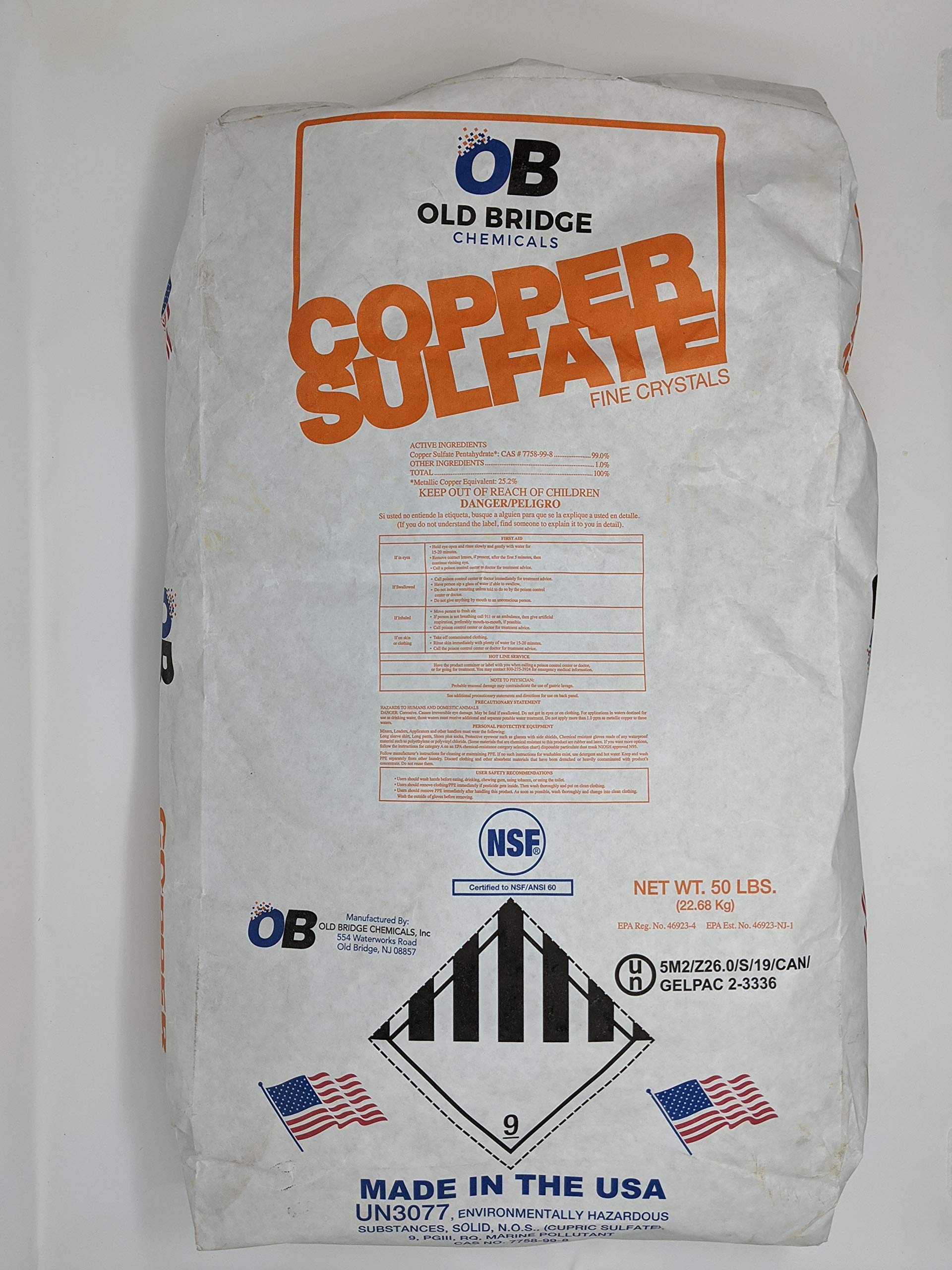 Camide Copper Sulfate Fine Crystals 50lb Bag - EPA 99% Pure