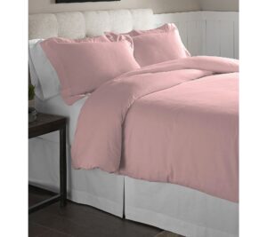 pointehaven flannel oversized duvet set, full/queen, rose quartz