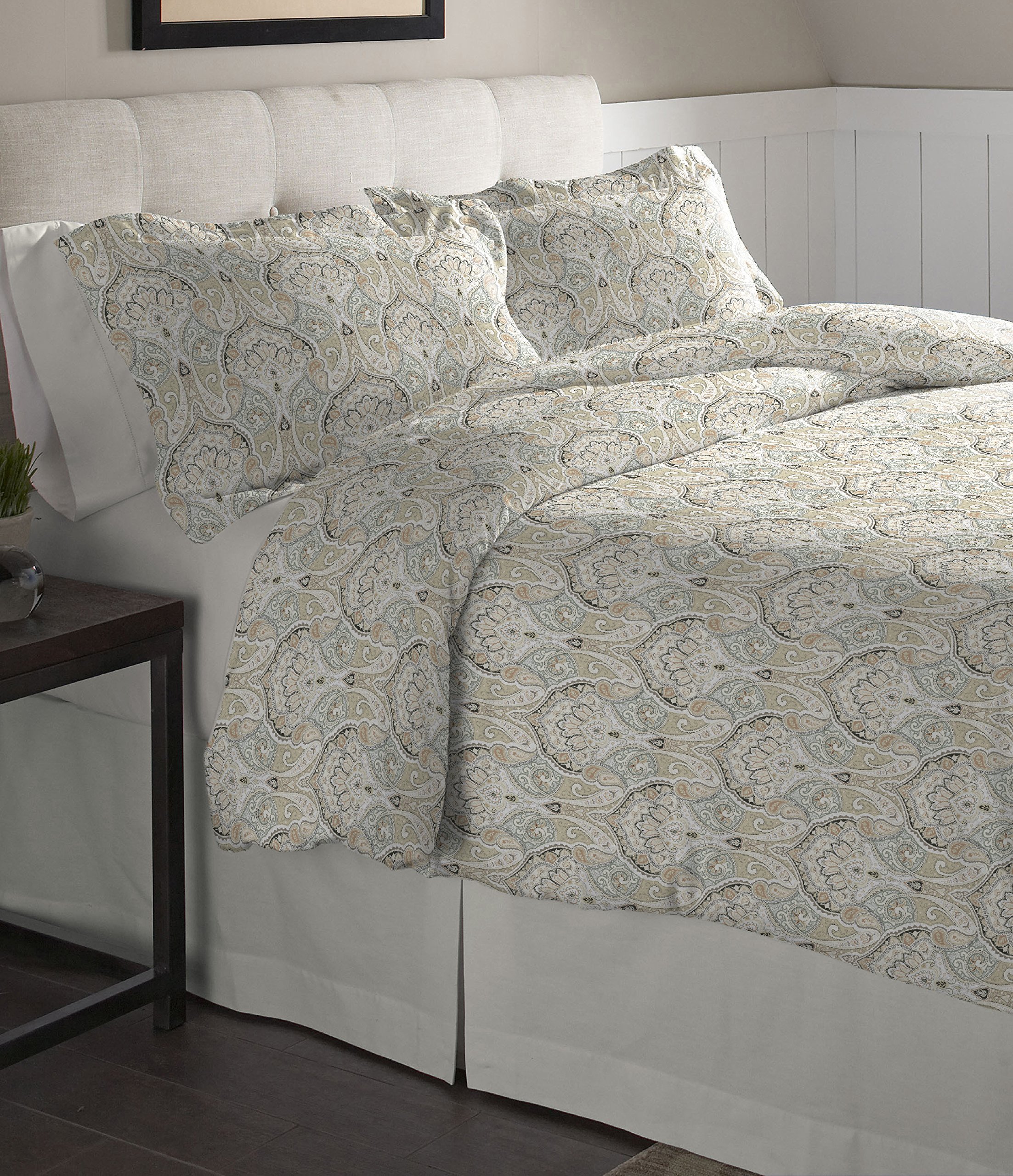 Pointehaven Flannel Oversized Duvet Set, King, Paisley