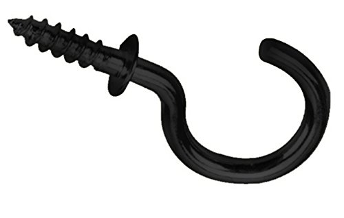 TD Designs Black Cup Hooks 3/4" Key Jewelry Hooks Screw in (Pack of 20)