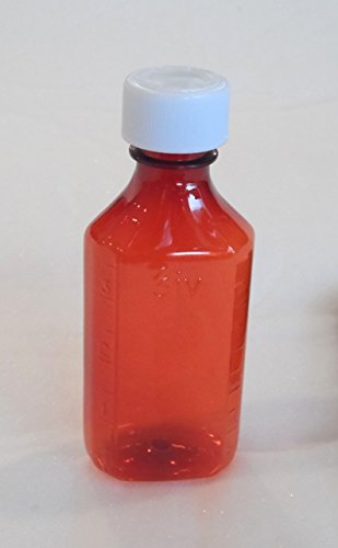 4 Ounce Graduated Oval Amber Plastic Medical Bottle and Cap Package of 25 Pharmaceutical Grade Product