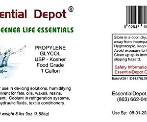 Propylene Glycol - USP - Kosher - Food Grade - USP - Kosher - 8 lb 9 oz net wt in a 1 Gallon Safety Sealed HDPE Container with resealable Cap