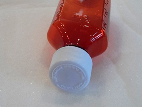 4 Ounce Graduated Oval Amber Plastic Medical Bottle and Cap Package of 25 Pharmaceutical Grade Product